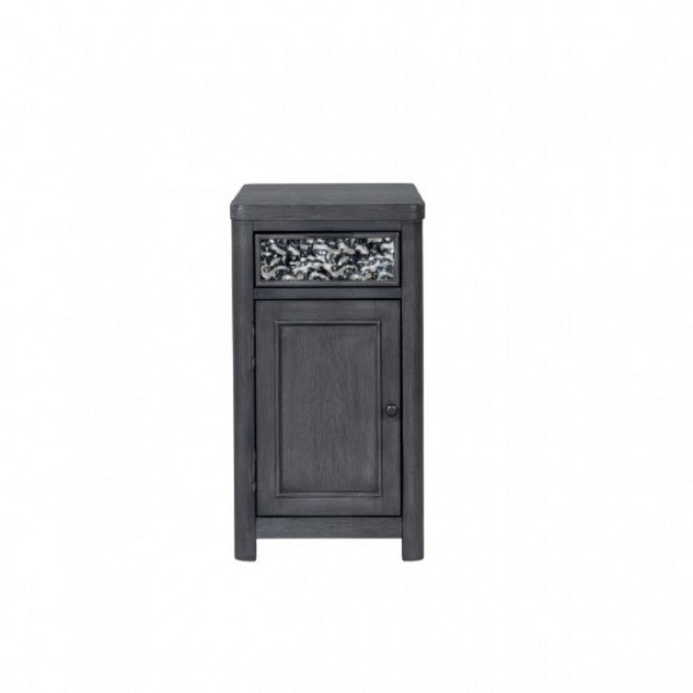 Zoko Chairside End Table, Drawer and USB Ports, Ash Gray Wood, 26 Inch -BM333760