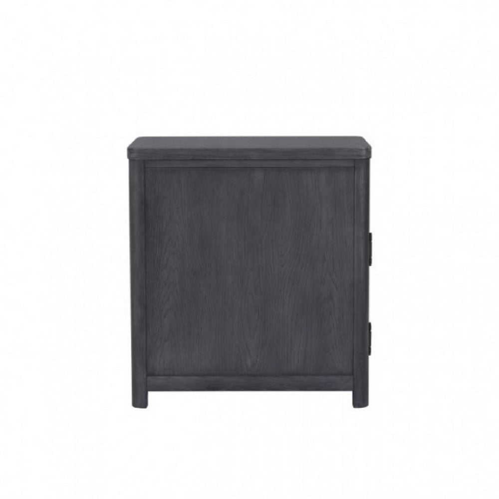 Zoko Chairside End Table, Drawer and USB Ports, Ash Gray Wood, 26 Inch -BM333760