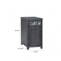 Zoko Chairside End Table, Drawer and USB Ports, Ash Gray Wood, 26 Inch -BM333760