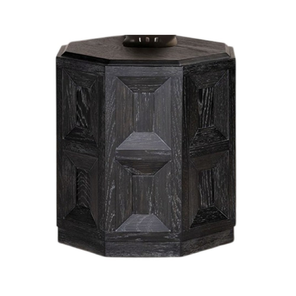 Kizie Accent Side End Table, Black Rubberwood, Rectangular 20 Inch -BM333763