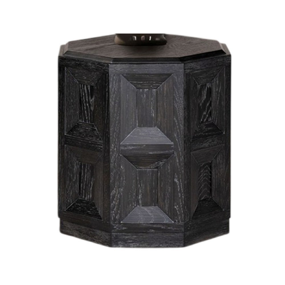 Kizie Accent Side End Table, Black Rubberwood, Rectangular 20 Inch -BM333763