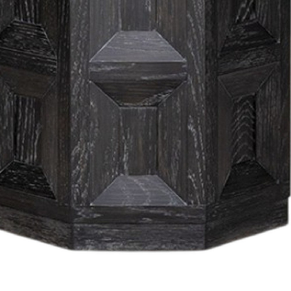Kizie Accent Side End Table, Black Rubberwood, Rectangular 20 Inch -BM333763