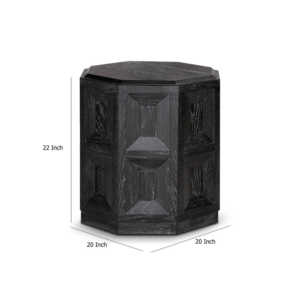 Kizie Accent Side End Table, Black Rubberwood, Rectangular 20 Inch -BM333763