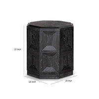 Kizie Accent Side End Table, Black Rubberwood, Rectangular 20 Inch -BM333763