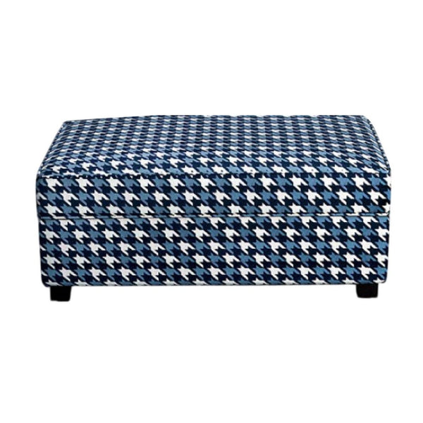 Colin Ottoman, Gray Blue White Houndstooth Polyester, 40in Rectangular -BM333774