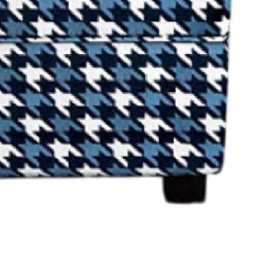Colin Ottoman, Gray Blue White Houndstooth Polyester, 40in Rectangular -BM333774