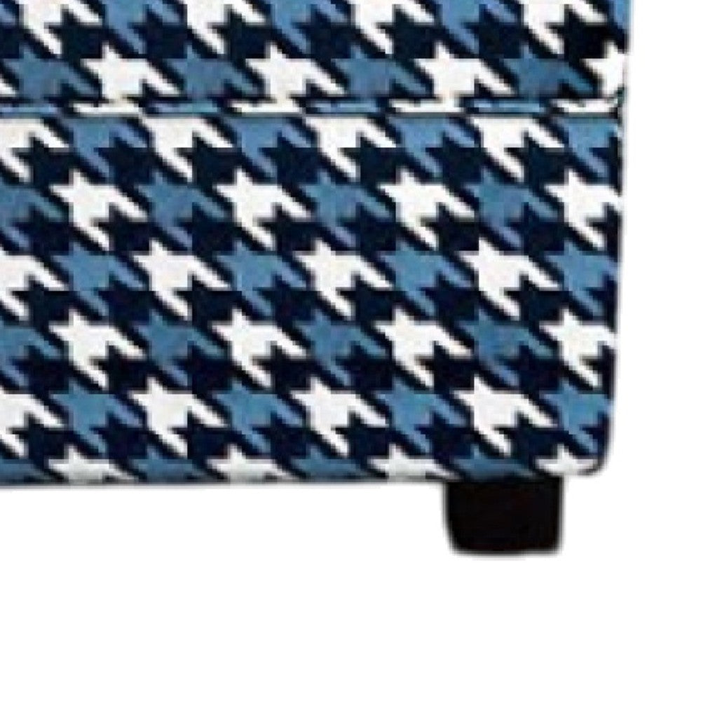 Colin Ottoman, Gray Blue White Houndstooth Polyester, 40in Rectangular -BM333774