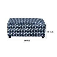 Colin Ottoman, Gray Blue White Houndstooth Polyester, 40in Rectangular -BM333774