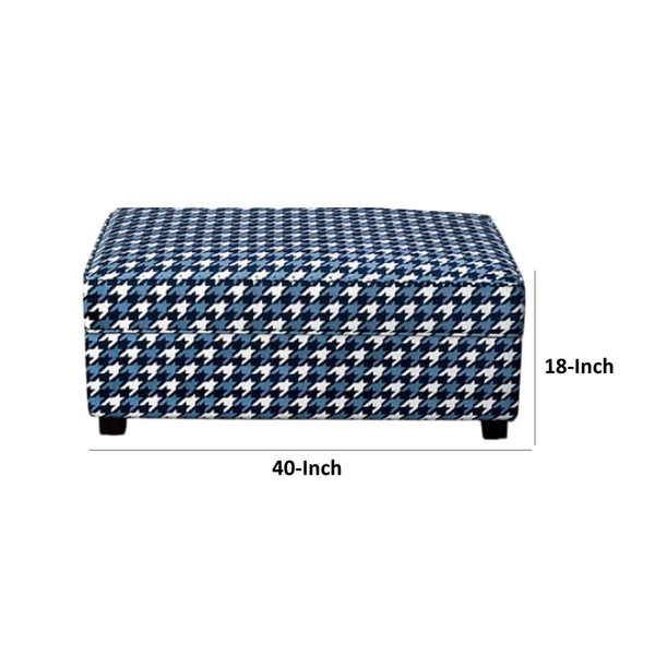 Colin Ottoman, Gray Blue White Houndstooth Polyester, 40in Rectangular -BM333774
