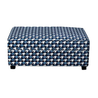 Colin Ottoman, Gray Blue White Houndstooth Polyester, 40in Rectangular -BM333774