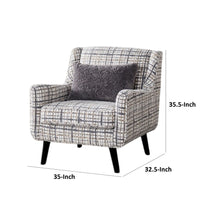 Riana Accent Chair, 1 Accent Pillow, Black and White Plaid, Solid Wood -BM333775