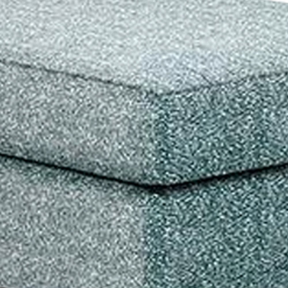 Berrie Ottoman, Teal Blue Polyester Cushioned Top, Black Wood, 40 Inch -BM333777