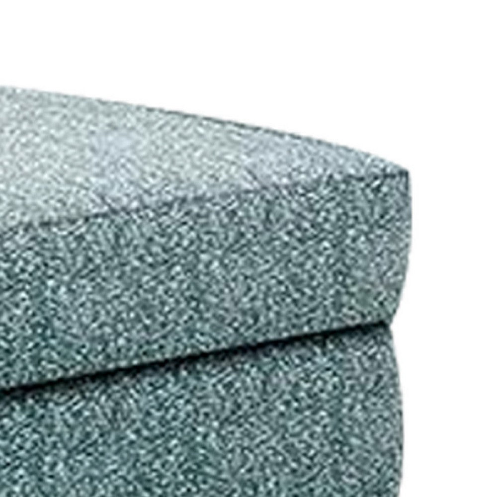 Berrie Ottoman, Teal Blue Polyester Cushioned Top, Black Wood, 40 Inch -BM333777