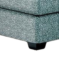 Berrie Ottoman, Teal Blue Polyester Cushioned Top, Black Wood, 40 Inch -BM333777