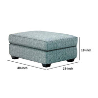 Berrie Ottoman, Teal Blue Polyester Cushioned Top, Black Wood, 40 Inch -BM333777