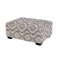 Berrie Ottoman, Geometric Gray White Polyester, Solid Wood, 40 Inch -BM333779