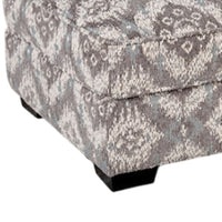 Berrie Ottoman, Geometric Gray White Polyester, Solid Wood, 40 Inch -BM333779