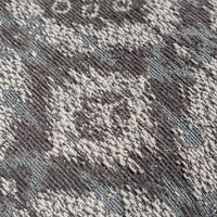 Berrie Ottoman, Geometric Gray White Polyester, Solid Wood, 40 Inch -BM333779