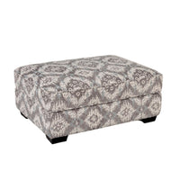 Berrie Ottoman, Geometric Gray White Polyester, Solid Wood, 40 Inch -BM333779