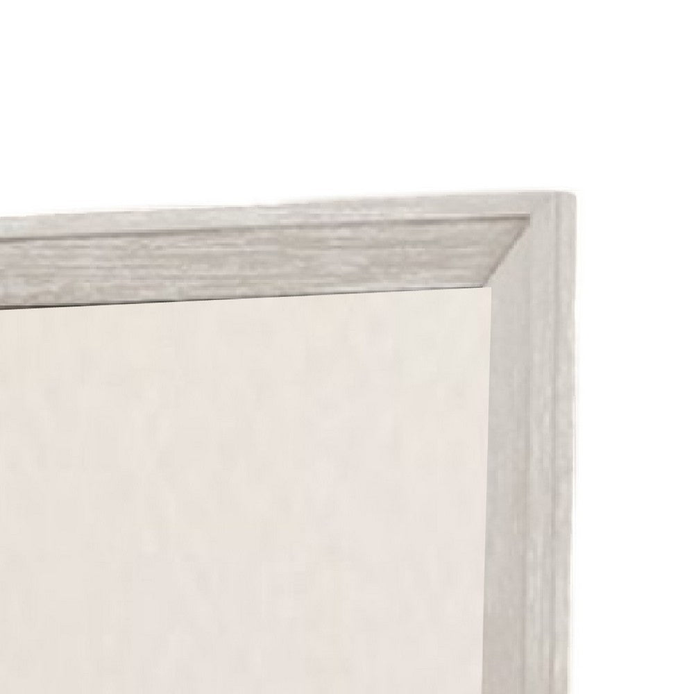Diaz Dresser Mirror with Beveled Design, Light Gray Wood Frame 38x44 -BM333784