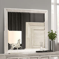 Diaz Dresser Mirror with Beveled Design, Light Gray Wood Frame 38x44 -BM333784