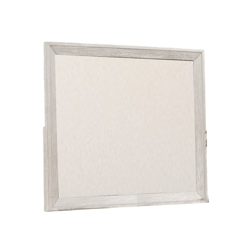 Diaz Dresser Mirror with Beveled Design, Light Gray Wood Frame 38x44 -BM333784