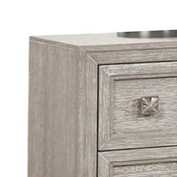 Diaz Nightstand with 2 Drawers, Sunburst Design Front, Light Gray Wood -BM333785