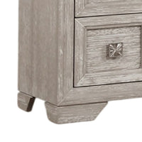 Diaz Nightstand with 2 Drawers, Sunburst Design Front, Light Gray Wood -BM333785