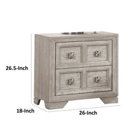 Diaz Nightstand with 2 Drawers, Sunburst Design Front, Light Gray Wood -BM333785
