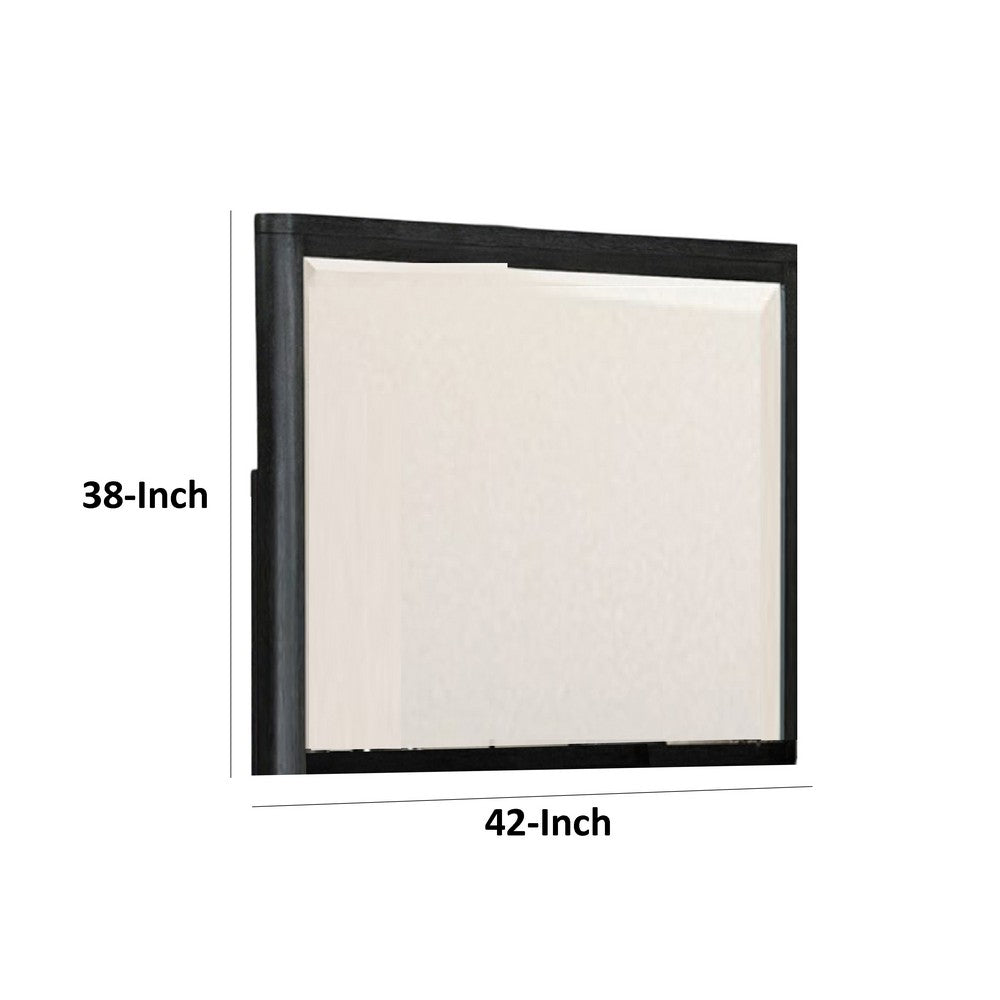 Zoko Dresser Mirror with Beveled Design, Ash Gray Solid Wood 38x42 -BM333788