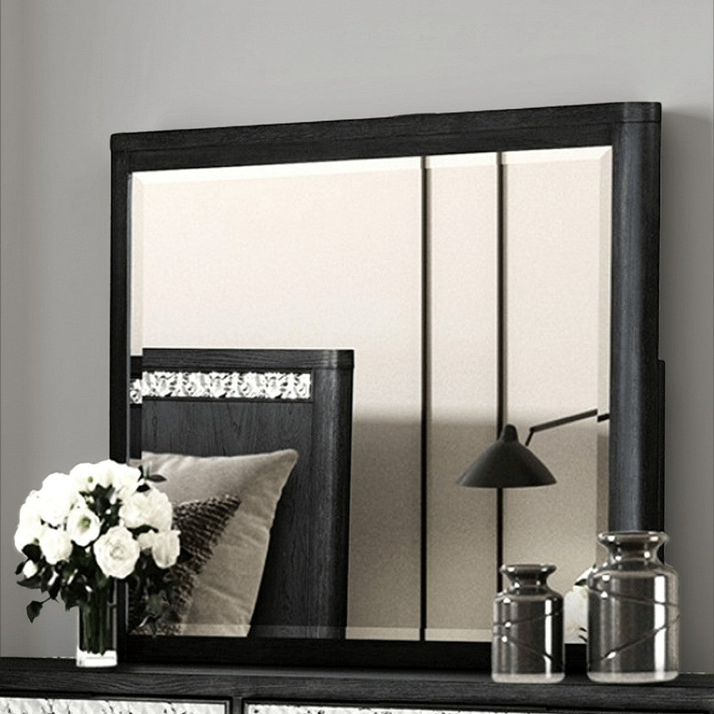 Zoko Dresser Mirror with Beveled Design, Ash Gray Solid Wood 38x42 -BM333788