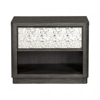 Zoko Nightstand Table with 2 USB Ports, Metal Accents, Ash Gray Wood -BM333789