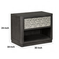 Zoko Nightstand Table with 2 USB Ports, Metal Accents, Ash Gray Wood -BM333789