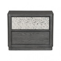 Zoko Nightstand, 2 Drawers, USB Ports, Metal Accents, Ash Gray Wood -BM333790