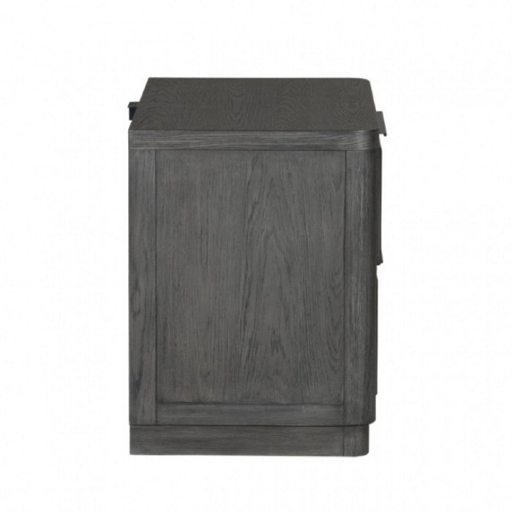 Zoko Nightstand, 2 Drawers, USB Ports, Metal Accents, Ash Gray Wood -BM333790