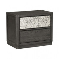 Zoko Nightstand, 2 Drawers, USB Ports, Metal Accents, Ash Gray Wood -BM333790