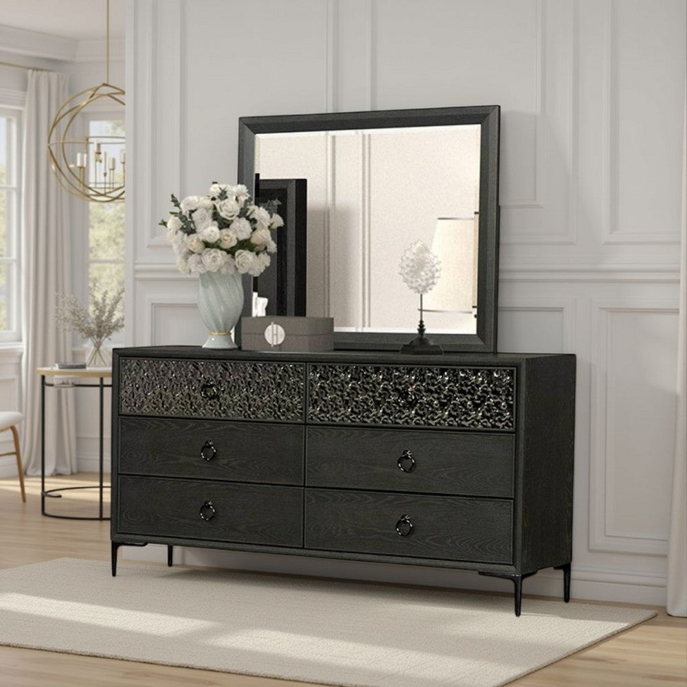 Kaira Dresser Mirror with Espresso Brown Solid Wood Frame, 36x42 -BM333793