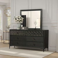Kaira Dresser Mirror with Espresso Brown Solid Wood Frame, 36x42 -BM333793