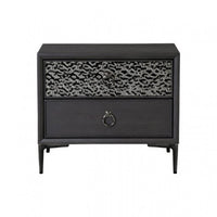 Kaira Nightstand, 2 USB Ports, Textured Metal Accents, Espresso Brown -BM333794