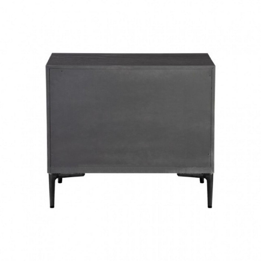 Kaira Nightstand, 2 USB Ports, Textured Metal Accents, Espresso Brown -BM333794