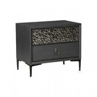 Kaira Nightstand, 2 USB Ports, Textured Metal Accents, Espresso Brown -BM333794
