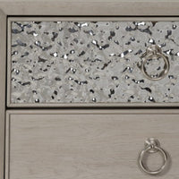 Kaira Nightstand with 2 USB Ports, Textured Metal, Natural Oak Brown -BM333798