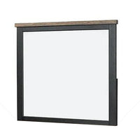 Ginie Mirror with Farmhouse Accents, Black and Oak Brown Wood 38x42 -BM333801