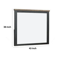 Ginie Mirror with Farmhouse Accents, Black and Oak Brown Wood 38x42 -BM333801
