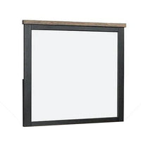 Ginie Mirror with Farmhouse Accents, Black and Oak Brown Wood 38x42 -BM333801