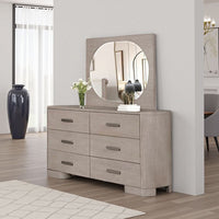 Celly Mirror, Round Beveled Edges, White Oak Solid Rubberwood 36x46 -BM333806