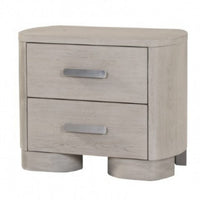 Celly Nightstand with USB Ports and 2 Drawers, Modern White Oak Wood -BM333807
