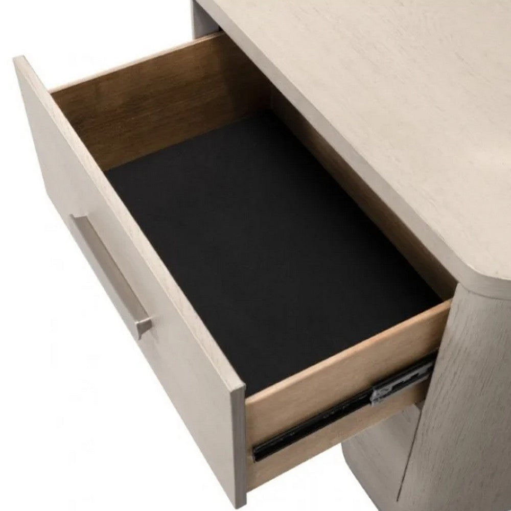 Celly Nightstand with USB Ports and 2 Drawers, Modern White Oak Wood -BM333807