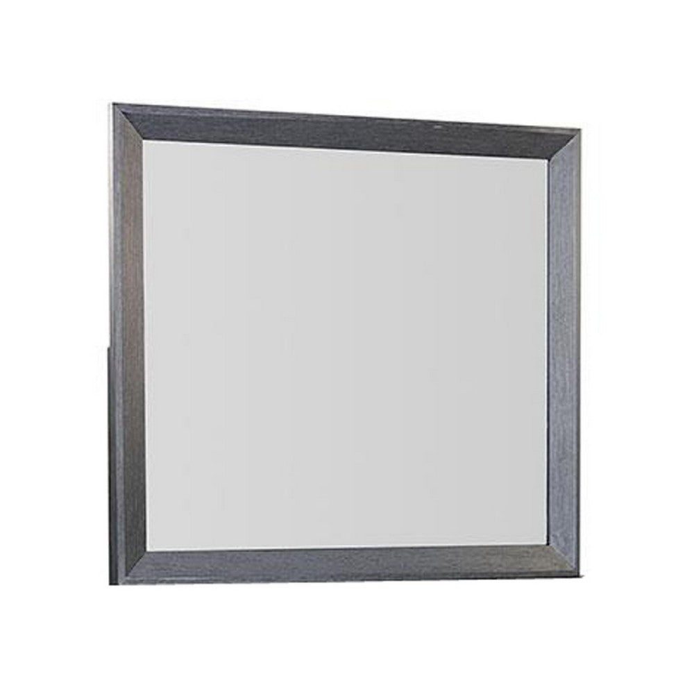 Kizie Dresser Mirror, Classic Weathered Black Solid Rubberwood 42 Inch -BM333810
