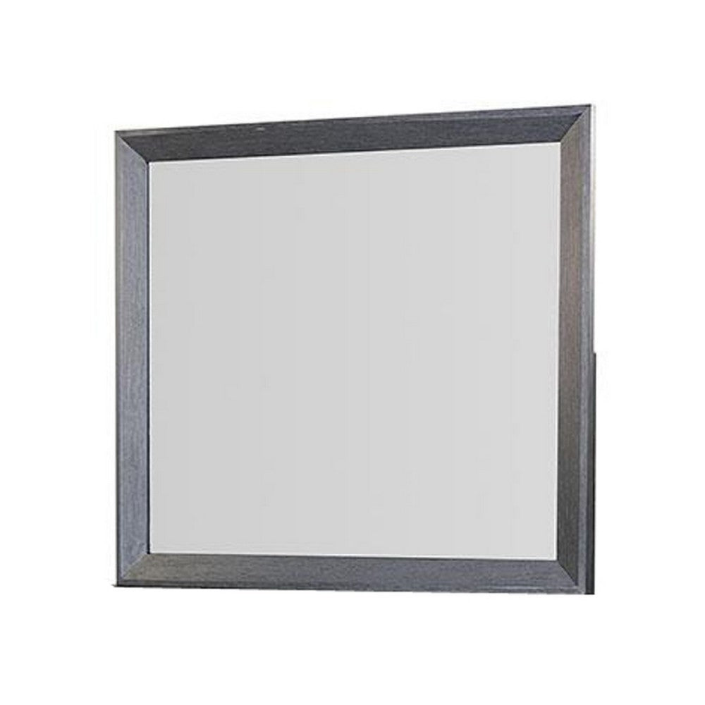 Kizie Dresser Mirror, Classic Weathered Black Solid Rubberwood 42 Inch -BM333810